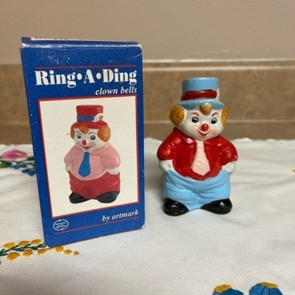 Artmark Ring-A-Ding clown bell in original box.